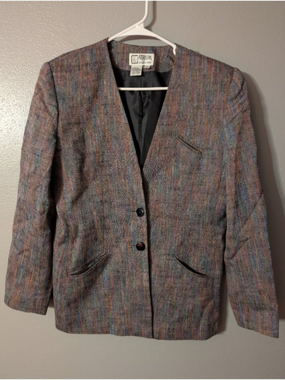Vintage 80s Atrium Collection Womens 11/12 Multicolor Tweed Skirt Suit Set 8915